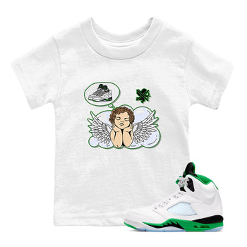 5s Lucky Green shirt to match jordans Cupids Day Off sneaker tees Air Jordan 5 Lucky Green SNRT sneaker release tees baby toddler White 1 cotton Shirt
