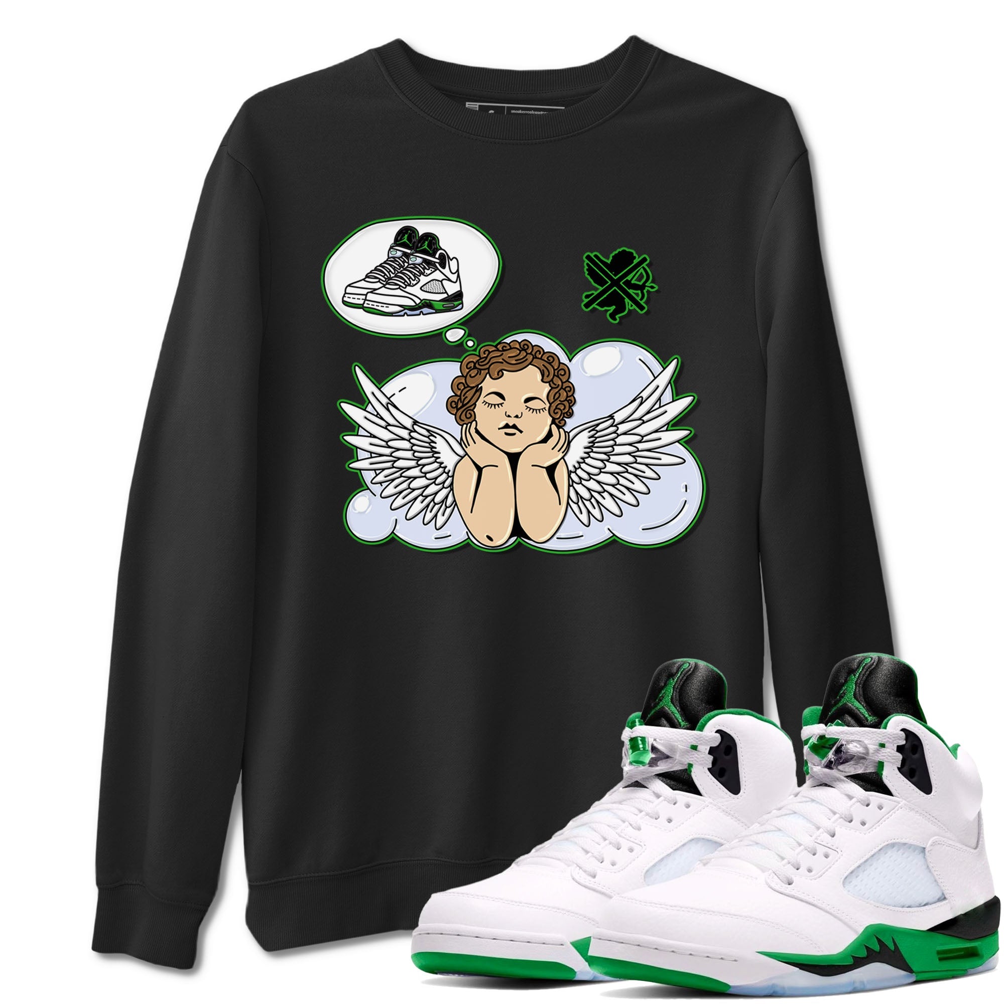 5s Lucky Green shirt to match jordans Cupids Day Off sneaker tees Air Jordan 5 Lucky Green SNRT Sneaker Release Tees unisex cotton Black 1 crew neck shirt