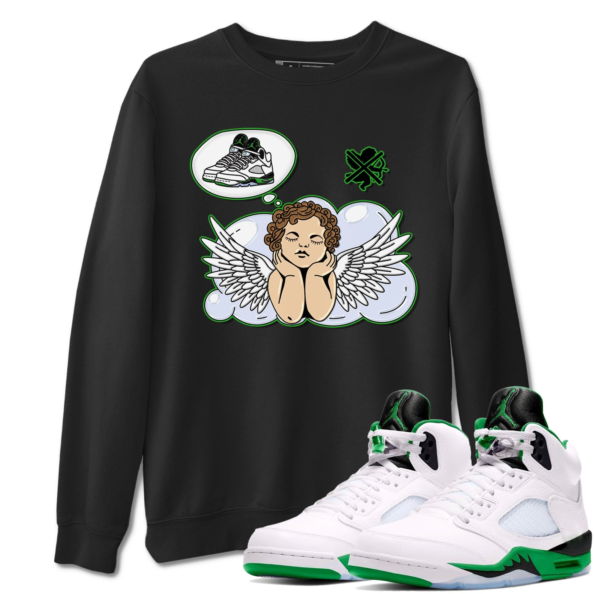 5s Lucky Green shirt to match jordans Cupids Day Off sneaker tees Air Jordan 5 Lucky Green SNRT Sneaker Release Tees unisex cotton Black 1 crew neck shirt