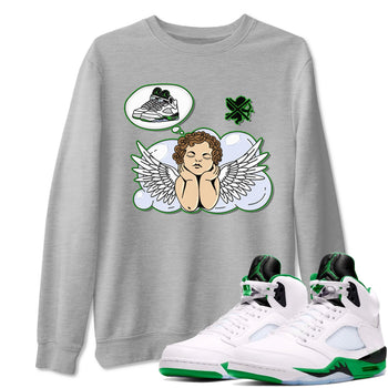 5s Lucky Green shirt to match jordans Cupids Day Off sneaker tees Air Jordan 5 Lucky Green SNRT Sneaker Release Tees unisex cotton Heather Grey 1 crew neck shirt