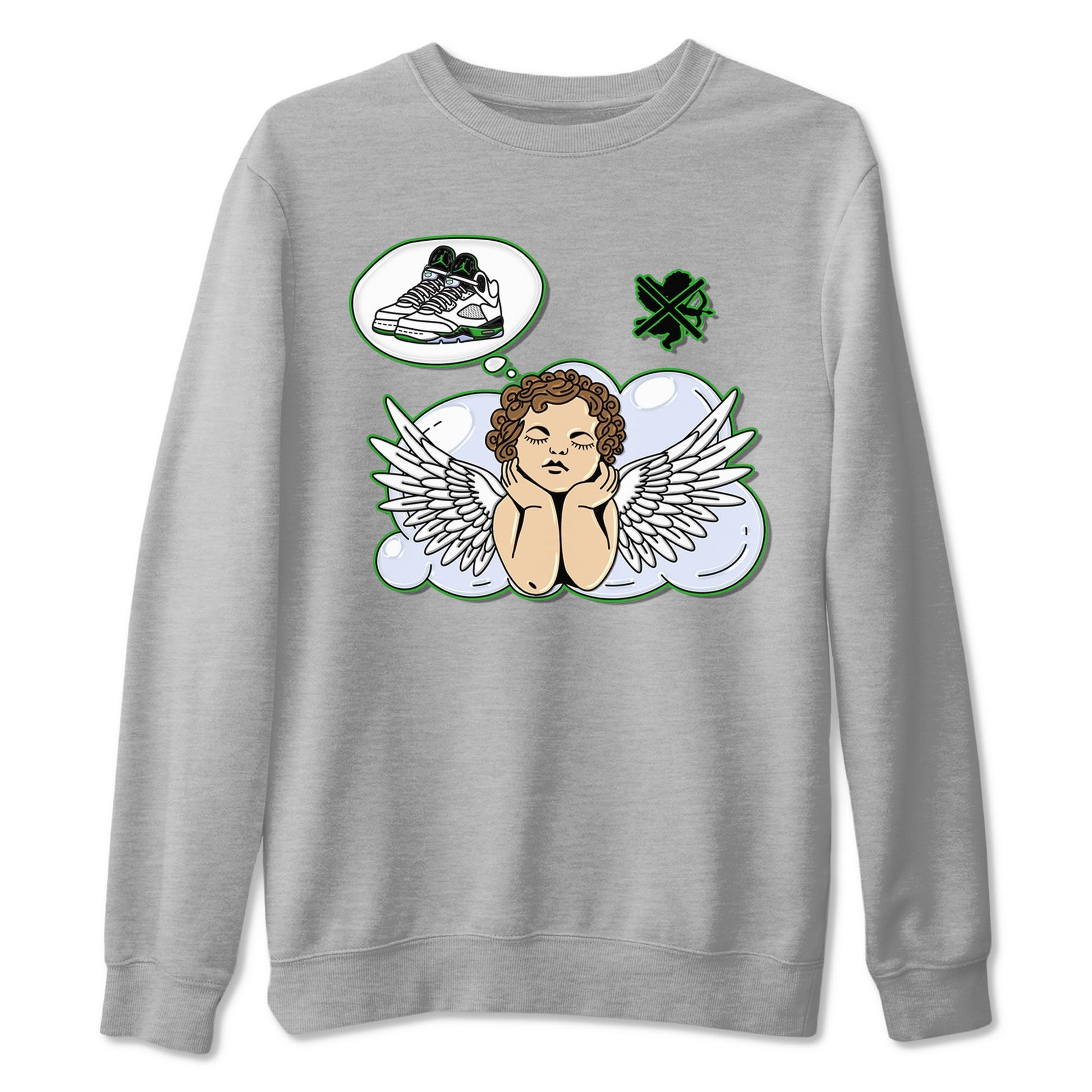 5s Lucky Green shirt to match jordans Cupids Day Off sneaker tees Air Jordan 5 Lucky Green SNRT Sneaker Release Tees unisex cotton Heather Grey 2 crew neck shirt