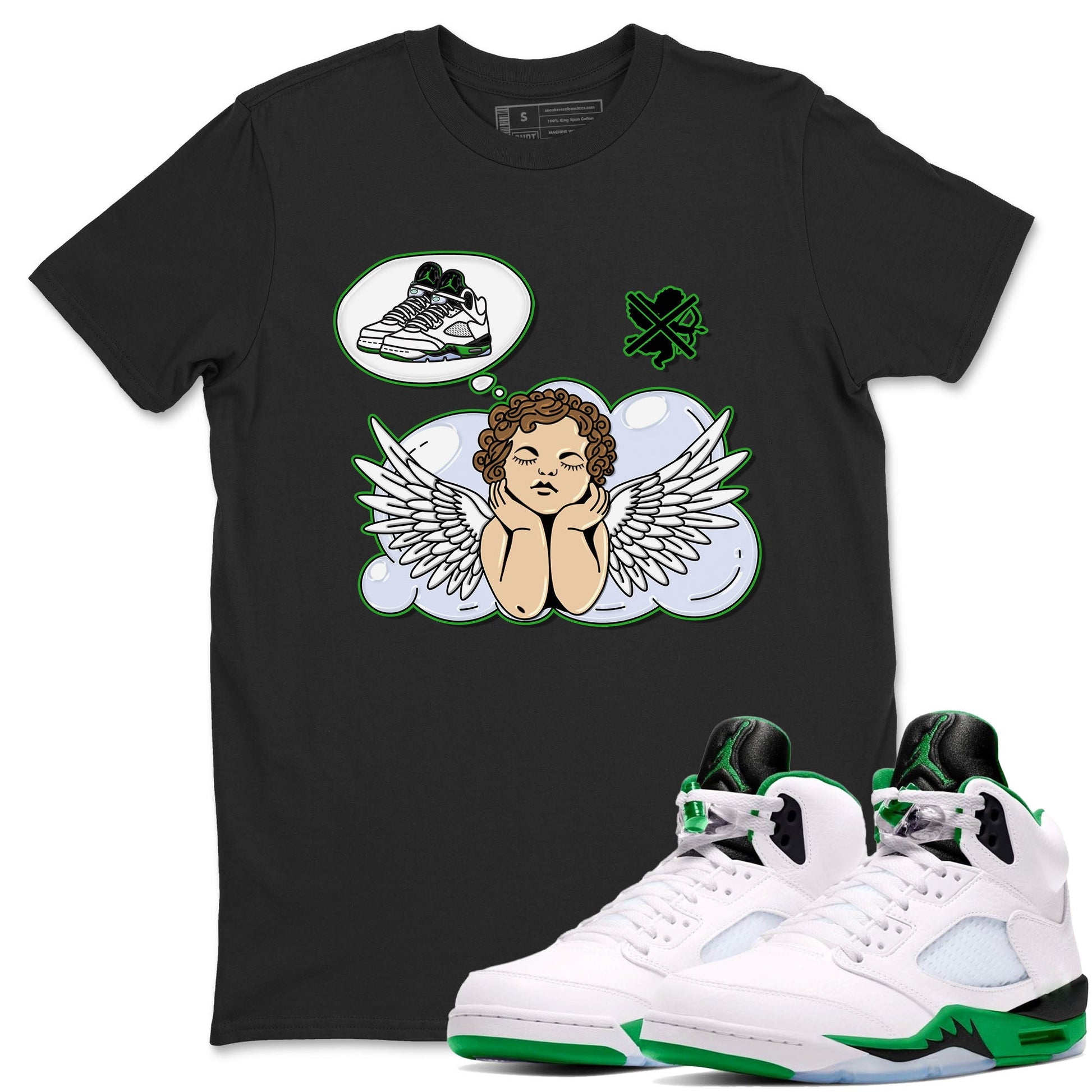 5s Lucky Green shirt to match jordans Cupids Day Off sneaker tees Air Jordan 5 Lucky Green SNRT Sneaker Release Tees unisex cotton Black 1 crew neck shirt