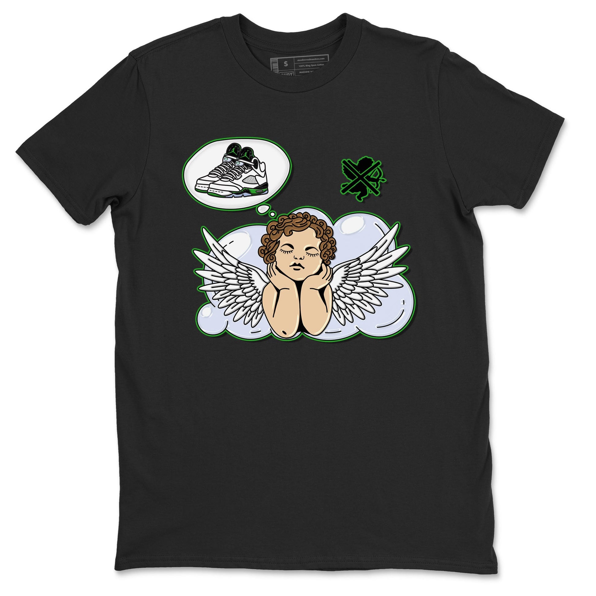 5s Lucky Green shirt to match jordans Cupids Day Off sneaker tees Air Jordan 5 Lucky Green SNRT Sneaker Release Tees unisex cotton Black 2 crew neck shirt