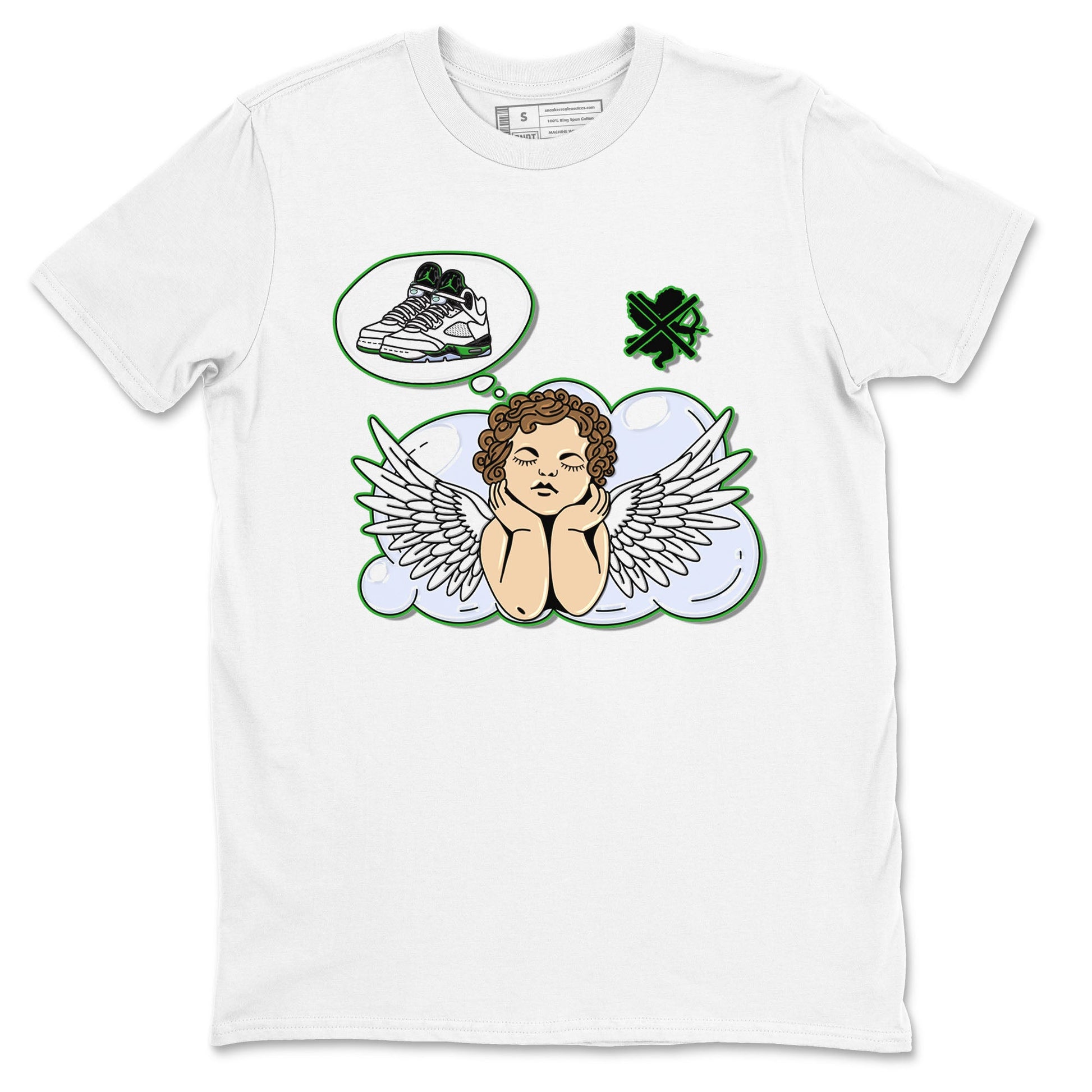 5s Lucky Green shirt to match jordans Cupids Day Off sneaker tees Air Jordan 5 Lucky Green SNRT Sneaker Release Tees unisex cotton White 2 crew neck shirt