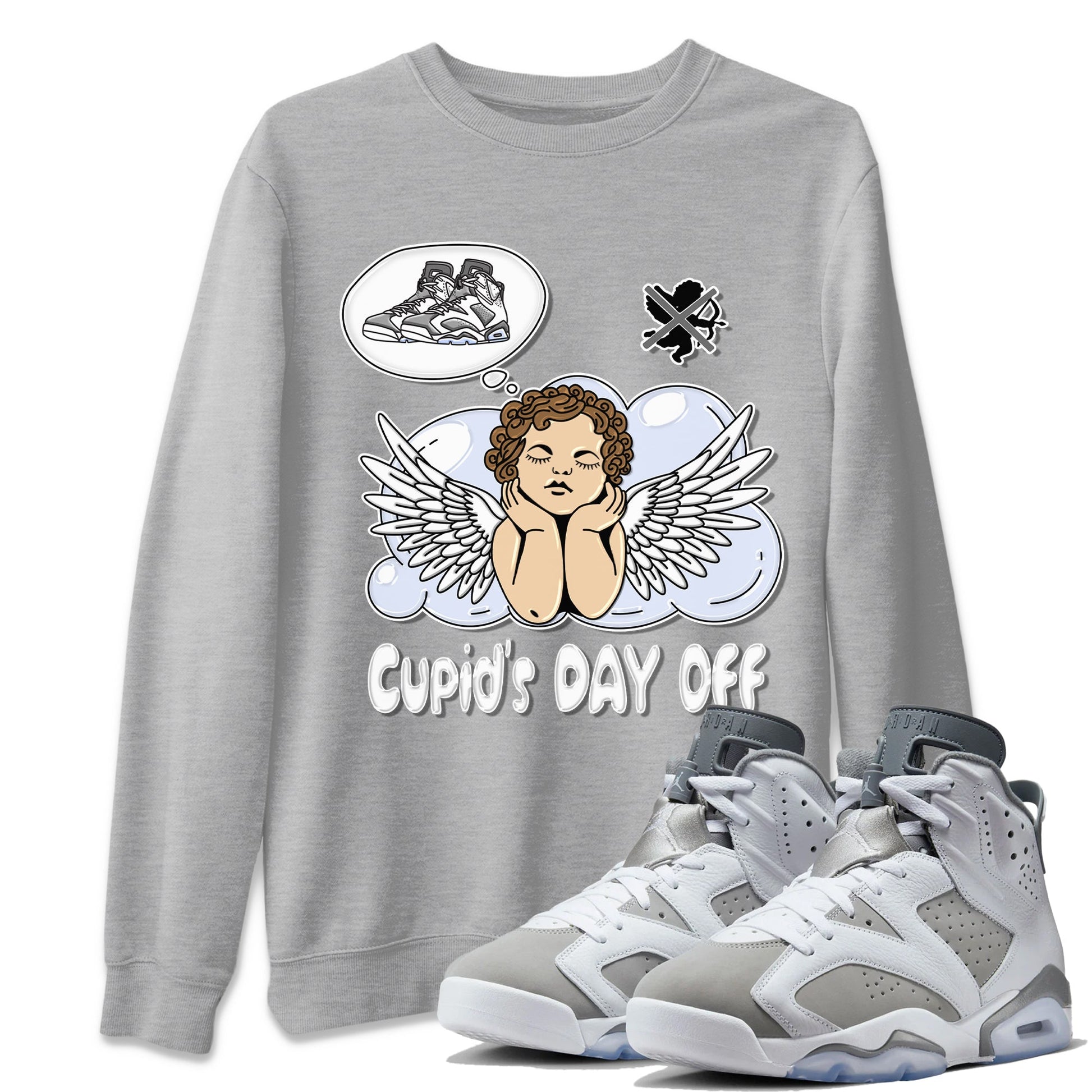 Jordan 6 Cool Grey Sneaker Match Tees Cupids Day Off Sneaker Tees Jordan 6 Cool Grey Sneaker Release Tees Unisex Shirts