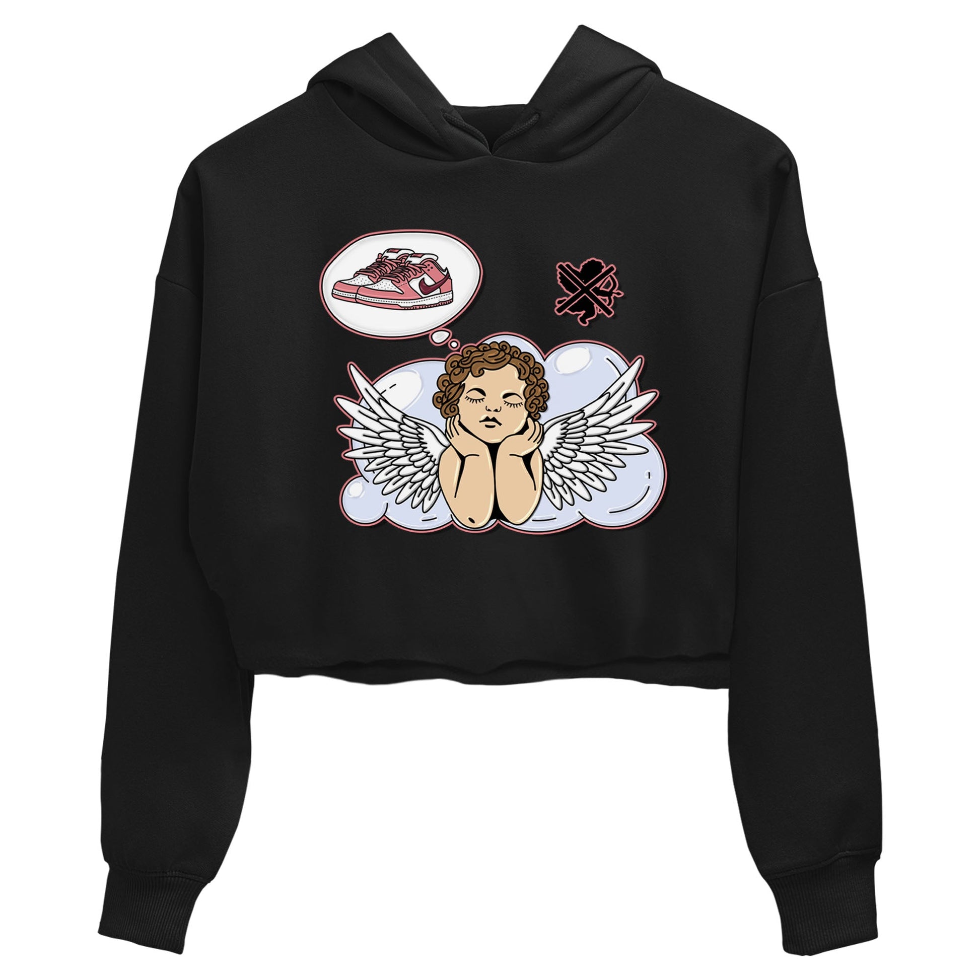 Dunk Valentine's Day shirt to match jordans Cupids Day Off sneaker tees Dunks Valentine's Day SNRT sneaker Release Tees Black 2 crop length shirt
