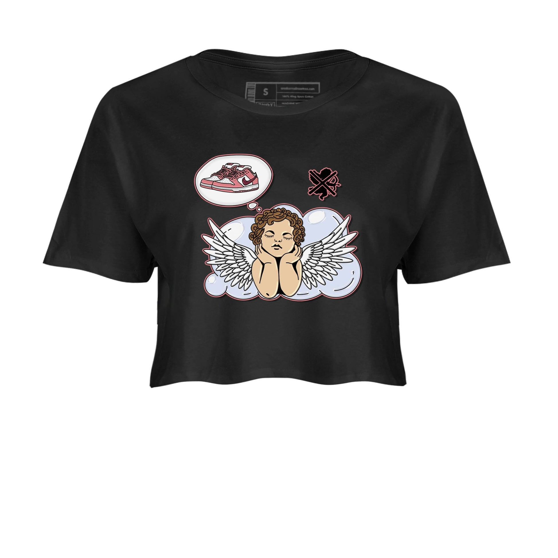 Dunk Valentine's Day shirt to match jordans Cupids Day Off sneaker tees Dunks Valentine's Day SNRT sneaker Release Tees Black 2 crop length shirt
