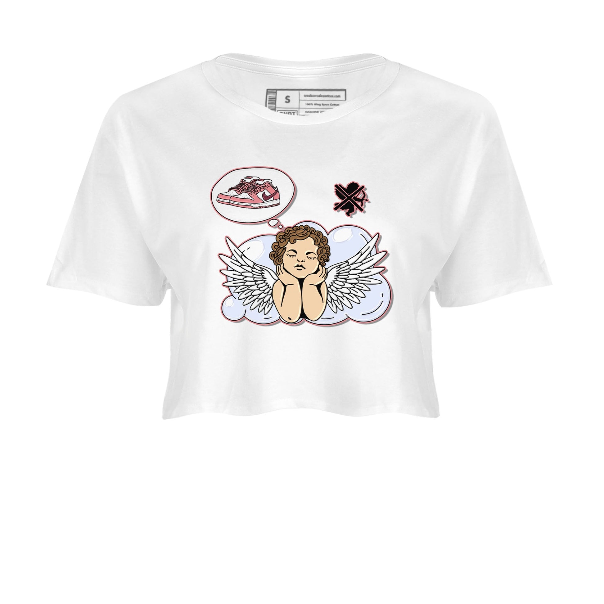 Dunk Valentine's Day shirt to match jordans Cupids Day Off sneaker tees Dunks Valentine's Day SNRT sneaker Release Tees White 2 crop length shirt