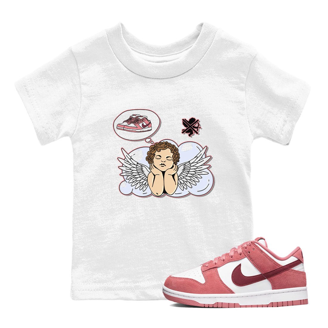 Dunk Valentine's Day shirt to match jordans Cupids Day Off sneaker tees Dunks Valentine's Day SNRT sneaker release tees baby toddler White 1 cotton Shirt