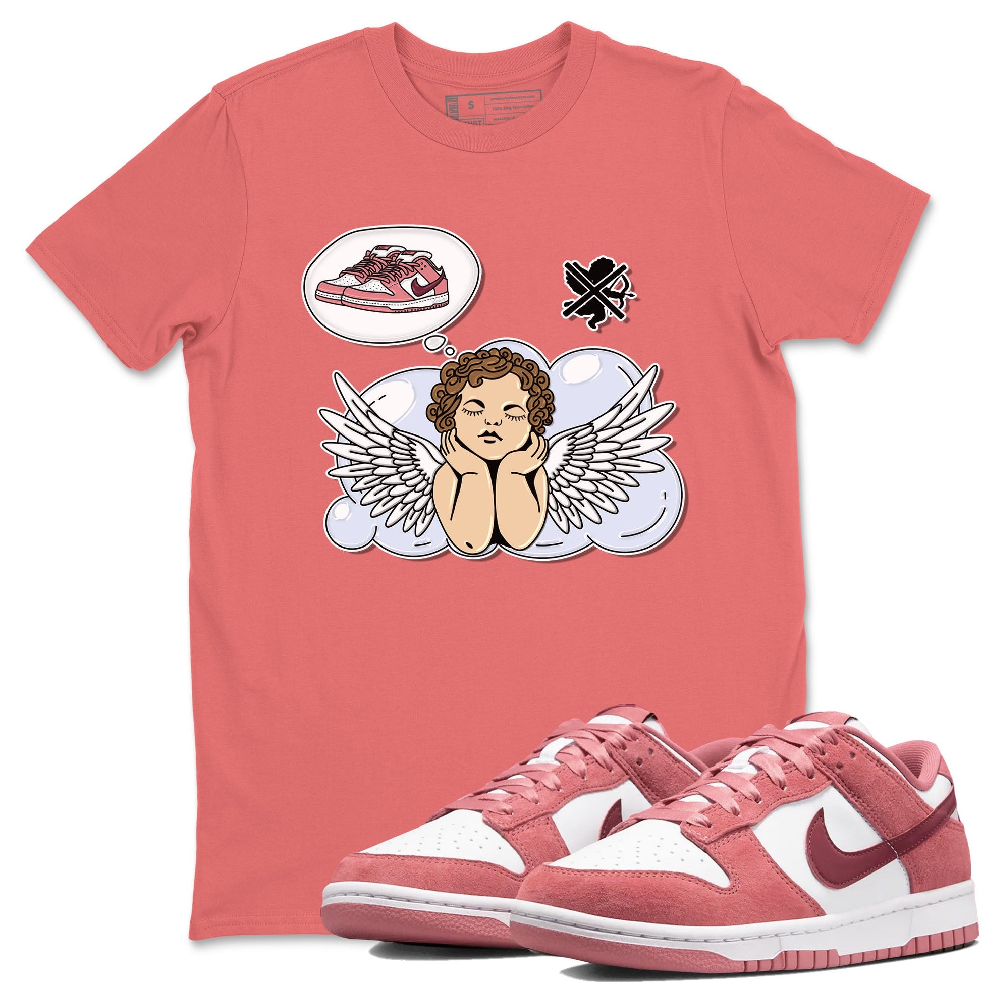 Dunk Valentine's Day shirt to match jordans Cupids Day Off sneaker tees Dunks Valentine's Day SNRT sneaker Release Tees unisex cotton Coral 1 crew neck shirt