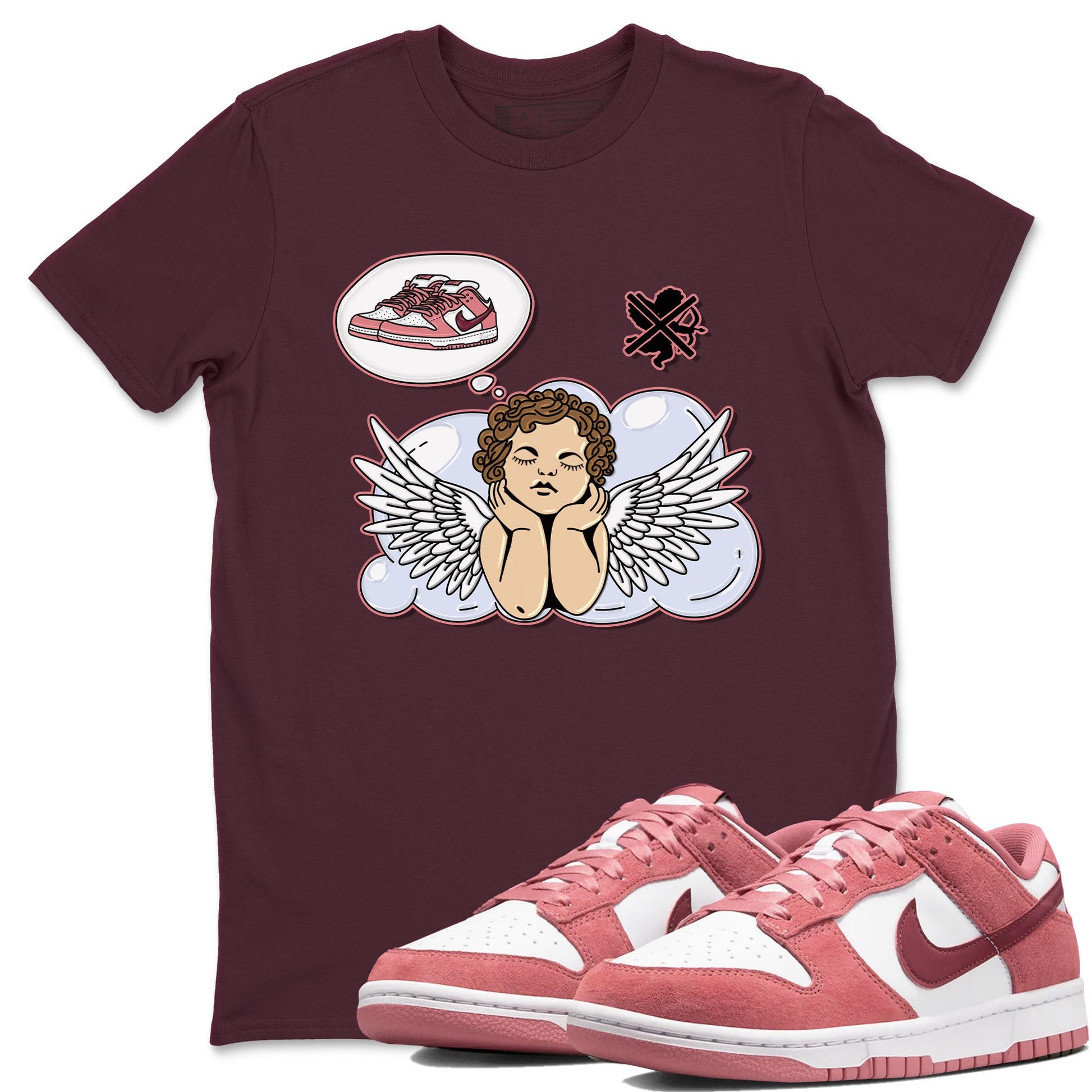 Dunk Valentine's Day shirt to match jordans Cupids Day Off sneaker tees Dunks Valentine's Day SNRT sneaker Release Tees unisex cotton Maroon 1 crew neck shirt