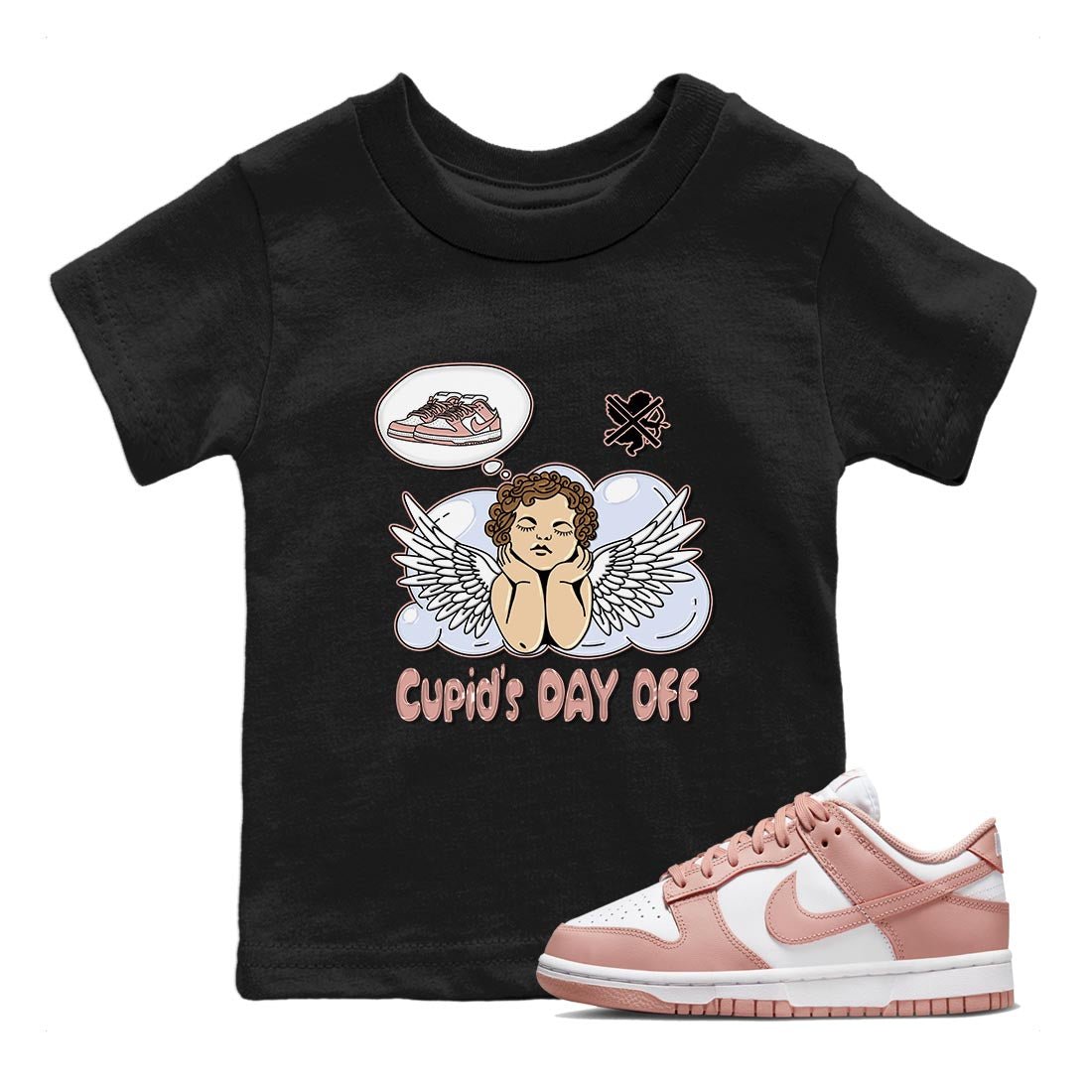 Nike Dunks Low Rose Whisper shirt to match jordans Cupids Day Off sneaker tees Nike Dunk Rose Whisper SNRT Sneaker Release Tees Baby Toddler Black 1 T-Shirt