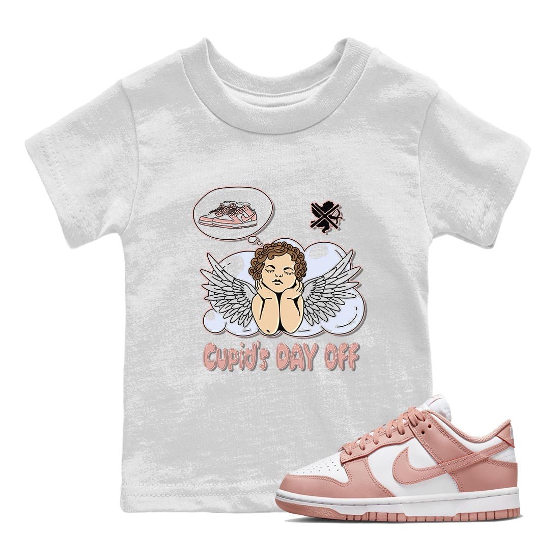 Nike Dunks Low Rose Whisper shirt to match jordans Cupids Day Off sneaker tees Nike Dunk Rose Whisper SNRT Sneaker Release Tees Baby Toddler White 1 T-Shirt