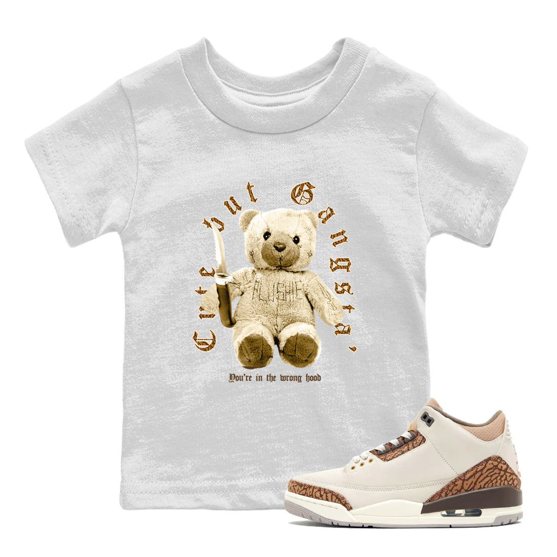 Jordan 3 Retro Palomino Sneaker Matching T-Shirt Cute Gangsta Sneaker Tees Air Jordan 3 Palomino Sneaker Release Tees Kids Shirts White 1