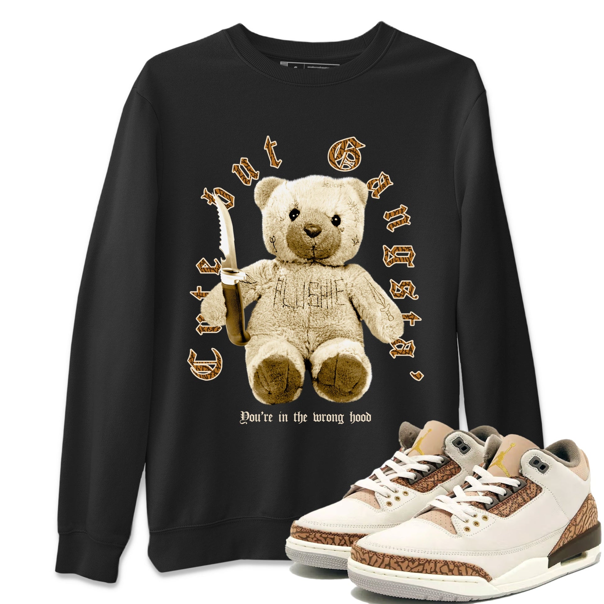Jordan 3 Retro Palomino Sneaker Matching T-Shirt Cute Gangsta Sneaker Tees Air Jordan 3 Palomino Sneaker Release Tees Unisex Shirts Black 1