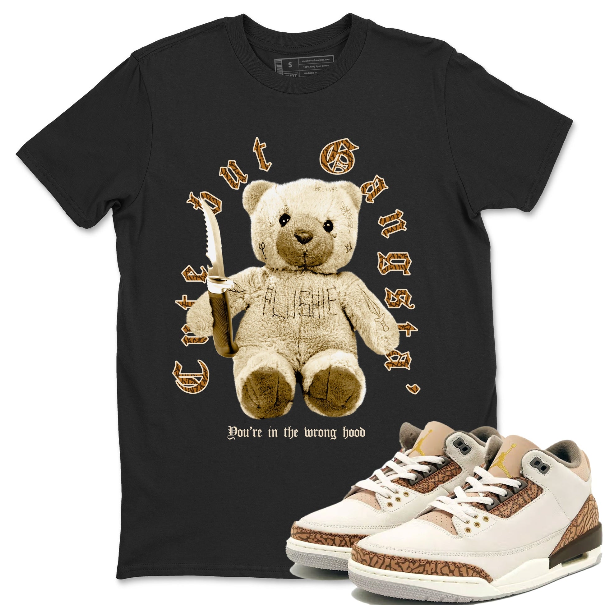 Jordan 3 Retro Palomino Sneaker Matching T-Shirt Cute Gangsta Sneaker Tees Air Jordan 3 Palomino Sneaker Release Tees Unisex Shirts Black 1