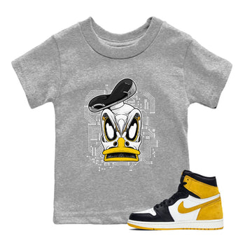 1s Yellow Ochre shirt to match jordans Cyber Duck sneaker tees Air Jordan 1 High OG Yellow Ochre SNRT sneaker release tees baby toddler Heather Grey 1 cotton Shirt