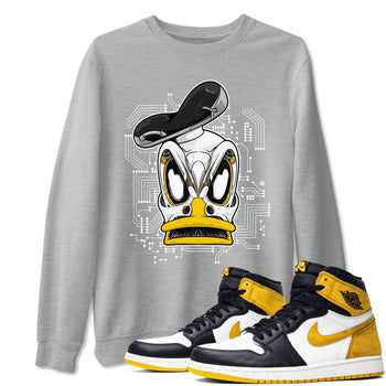 1s Yellow Ochre shirt to match jordans Cyber Duck sneaker tees Air Jordan 1 High OG Yellow Ochre SNRT Sneaker Release Tees unisex cotton Heather Grey 1 crew neck shirt