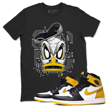 1s Yellow Ochre shirt to match jordans Cyber Duck sneaker tees Air Jordan 1 High OG Yellow Ochre SNRT Sneaker Release Tees unisex cotton Black 1 crew neck shirt
