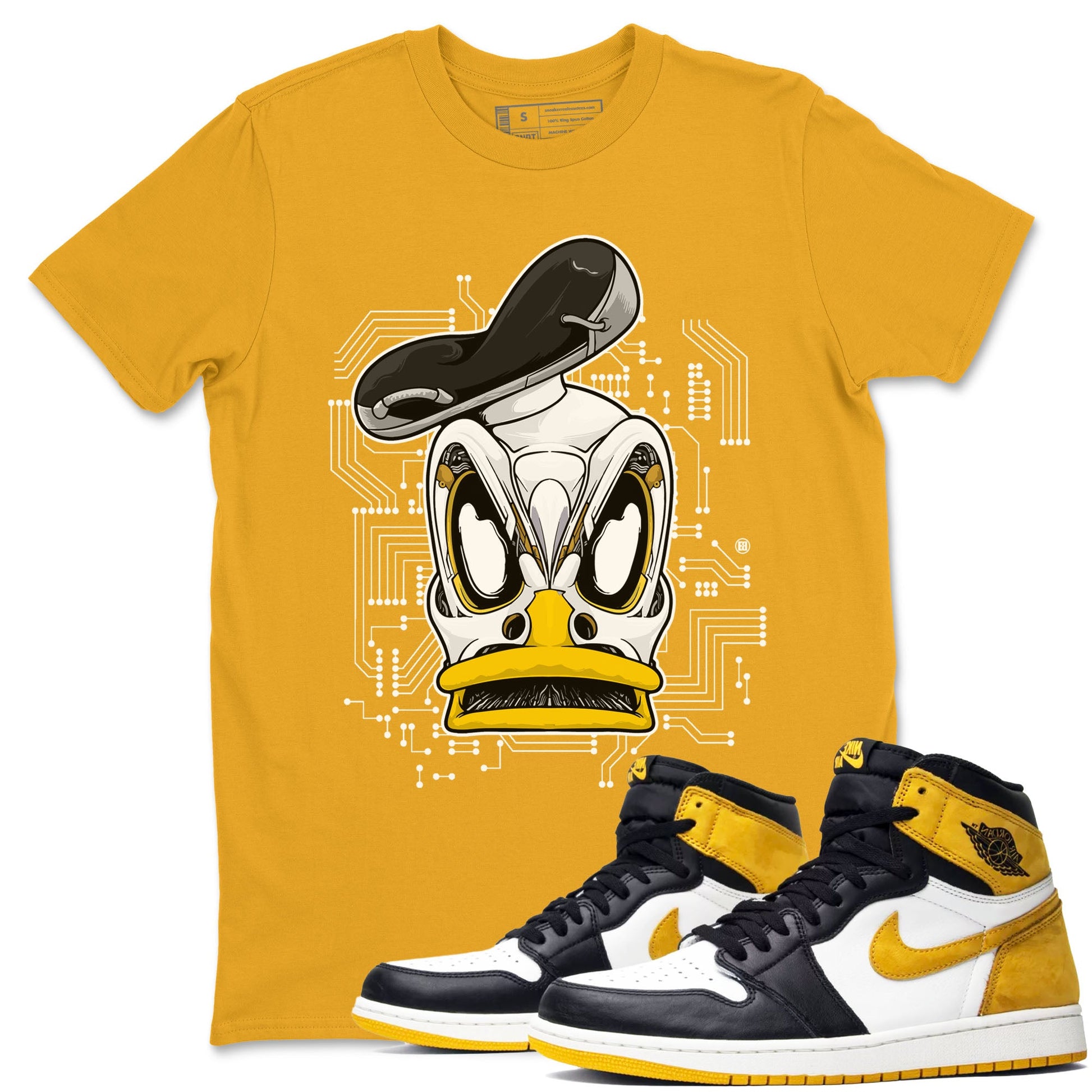 1s Yellow Ochre shirt to match jordans Cyber Duck sneaker tees Air Jordan 1 High OG Yellow Ochre SNRT Sneaker Release Tees unisex cotton Gold 1 crew neck shirt