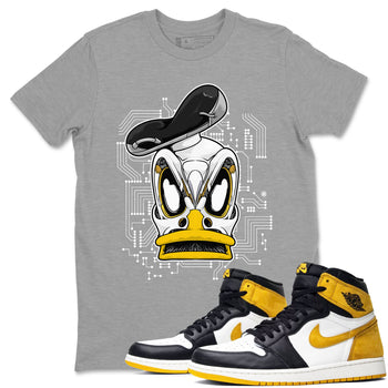 1s Yellow Ochre shirt to match jordans Cyber Duck sneaker tees Air Jordan 1 High OG Yellow Ochre SNRT Sneaker Release Tees unisex cotton Heather Grey 1 crew neck shirt