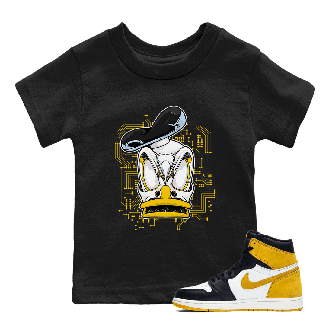 AJ6 Yellow Ochre shirt to match jordans Cyber Duck sneaker tees Air Jordan 6 Yellow Ochre SNRT sneaker release tees baby toddler Black 1 cotton Shirt