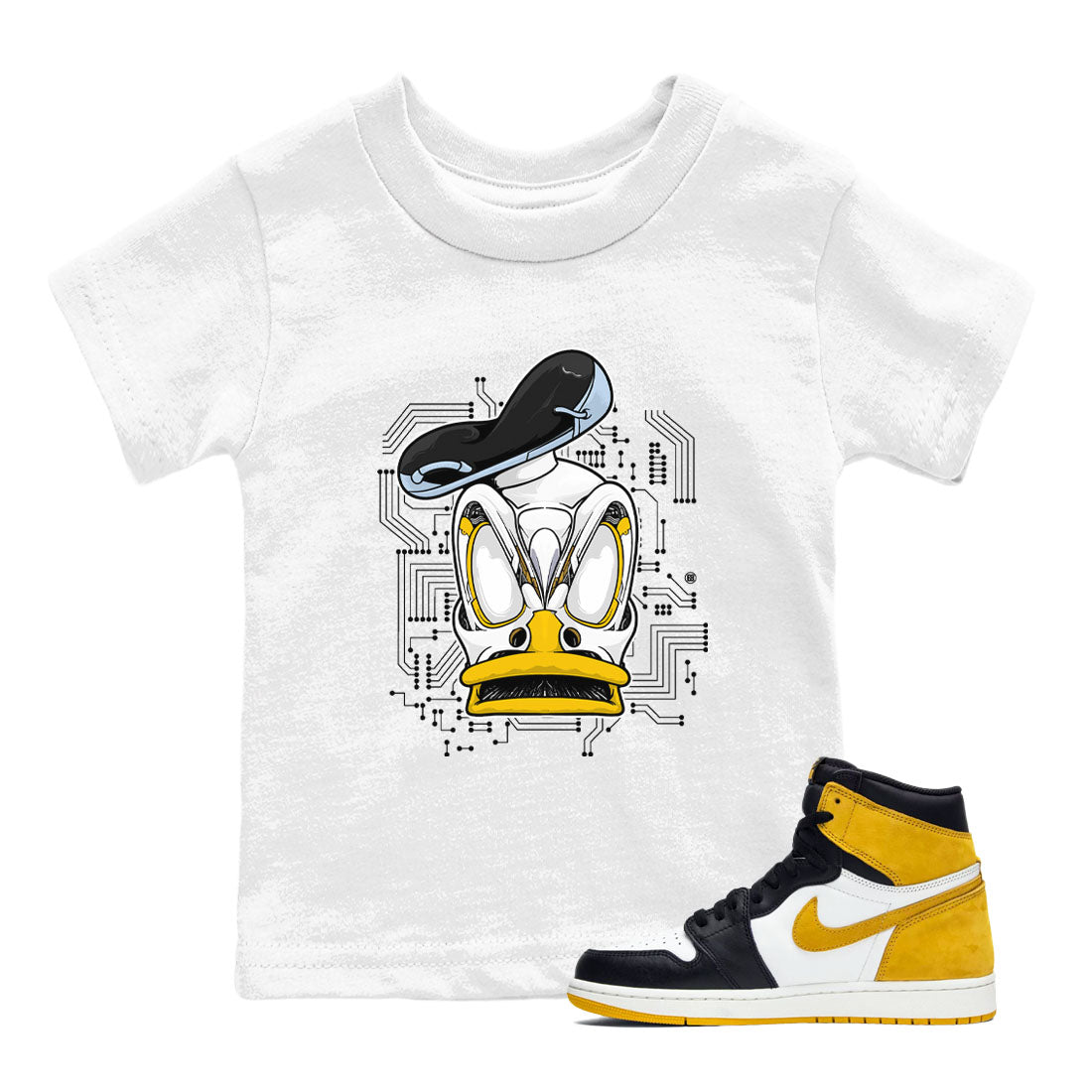 AJ6 Yellow Ochre shirt to match jordans Cyber Duck sneaker tees Air Jordan 6 Yellow Ochre SNRT sneaker release tees baby toddler White 1 cotton Shirt