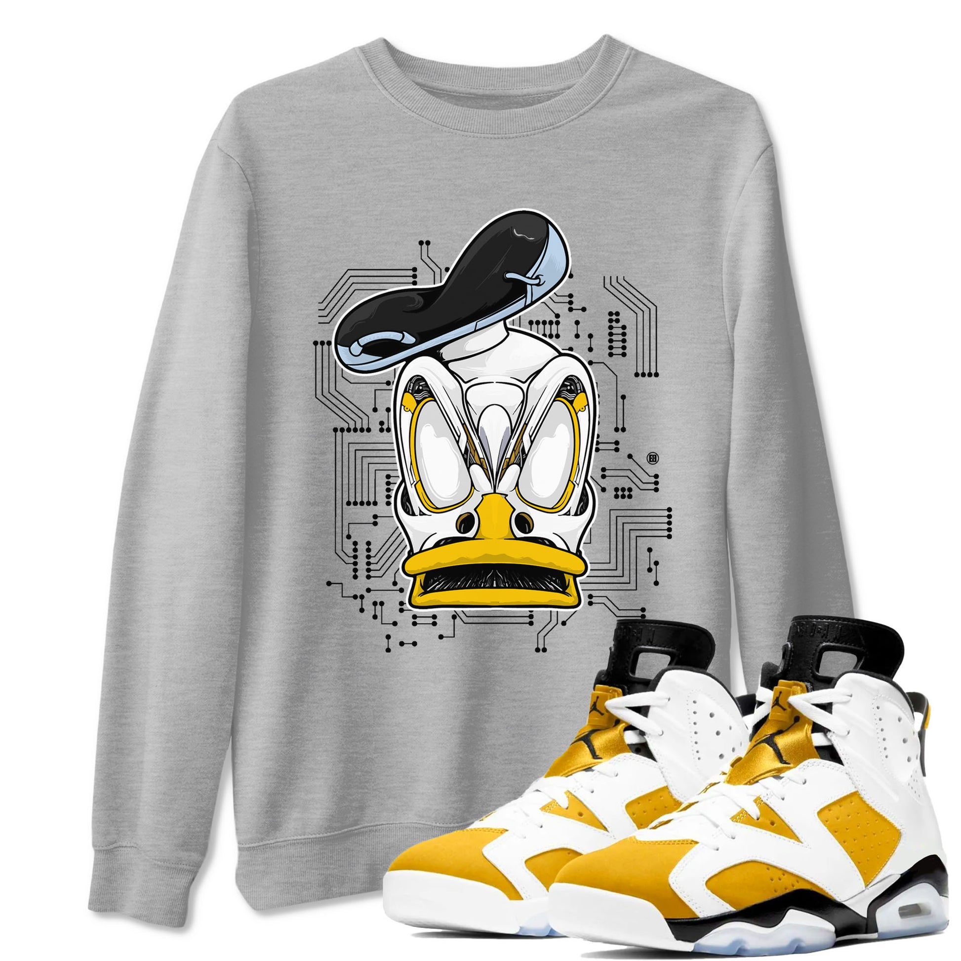 AJ6 Yellow Ochre shirt to match jordans Cyber Duck sneaker tees Air Jordan 6 Yellow Ochre SNRT Sneaker Release Tees unisex cotton Heather Grey 1 crew neck shirt