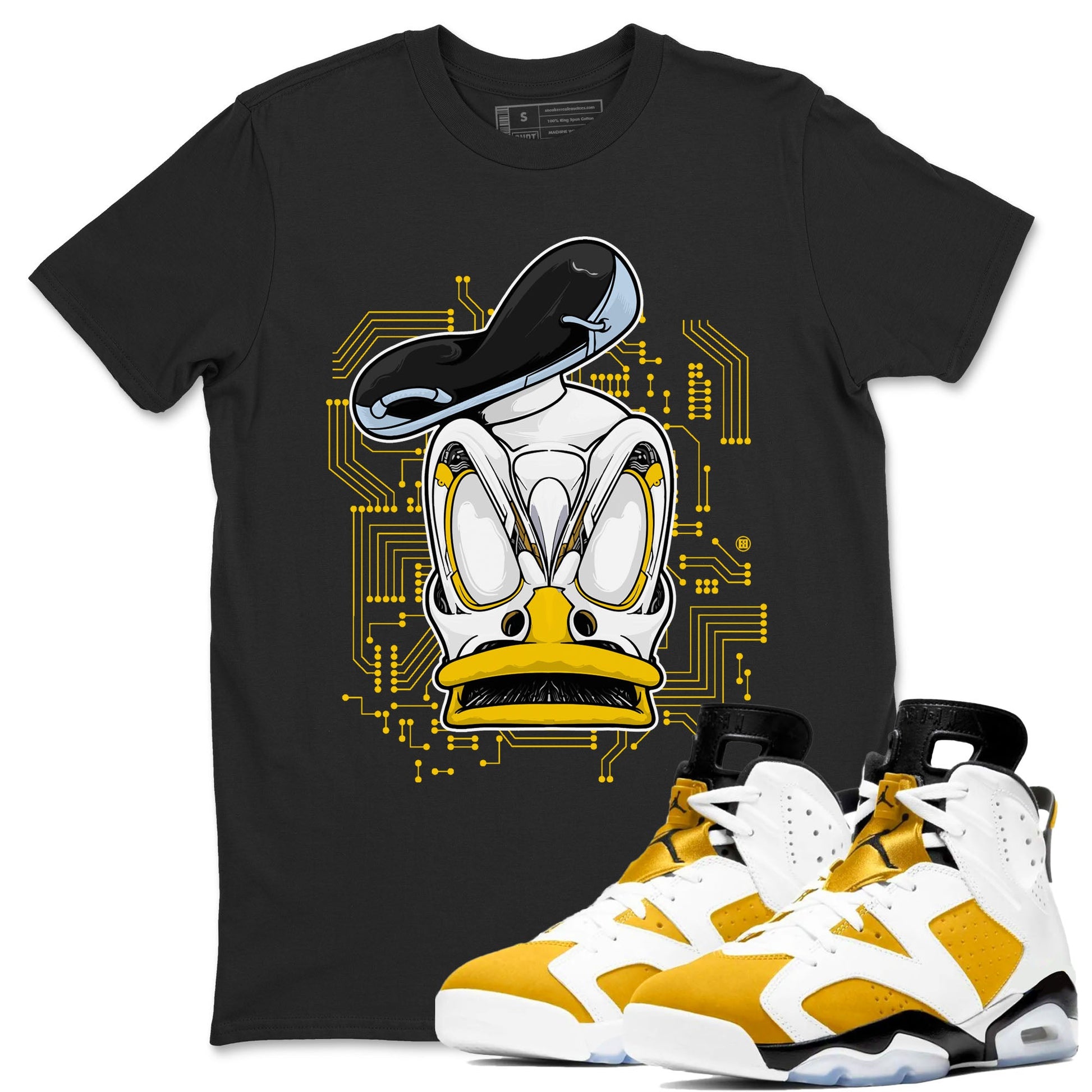 AJ6 Yellow Ochre shirt to match jordans Cyber Duck sneaker tees Air Jordan 6 Yellow Ochre SNRT Sneaker Release Tees unisex cotton Black 1 crew neck shirt