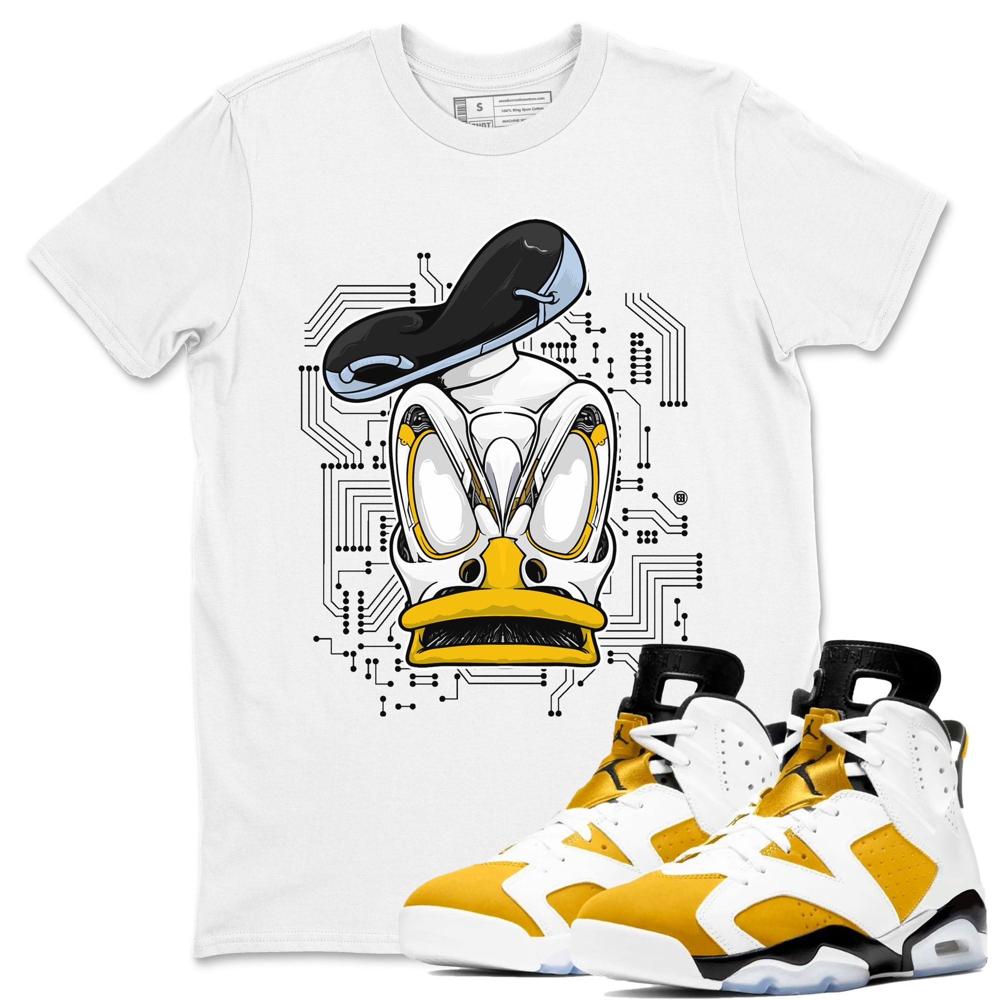 AJ6 Yellow Ochre shirt to match jordans Cyber Duck sneaker tees Air Jordan 6 Yellow Ochre SNRT Sneaker Release Tees unisex cotton White 1 crew neck shirt