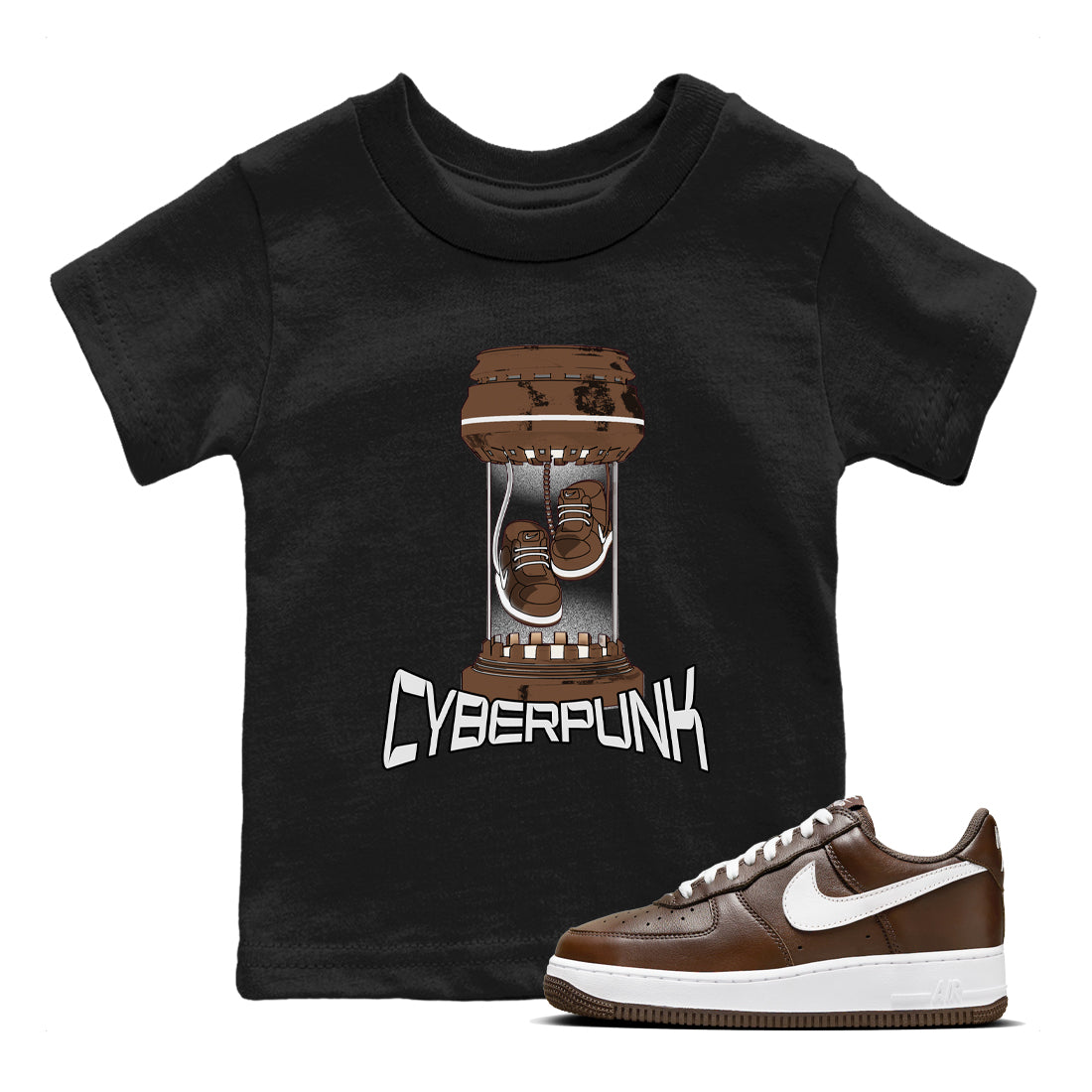 Air Force Low Chocolate shirt to match jordans Cyberpunk sneaker tees chocolate Nike Air Force Low Chocolate SNRT Sneaker Release Tees Baby Toddler Black 1 T-Shirt