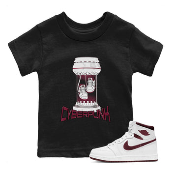 1s Metallic Burgundy shirt to match jordans Cyberpunk sneaker tees AJ1 Metallic Burgundy SNRT Sneaker Release Tees Baby Toddler Black 1 T-Shirt