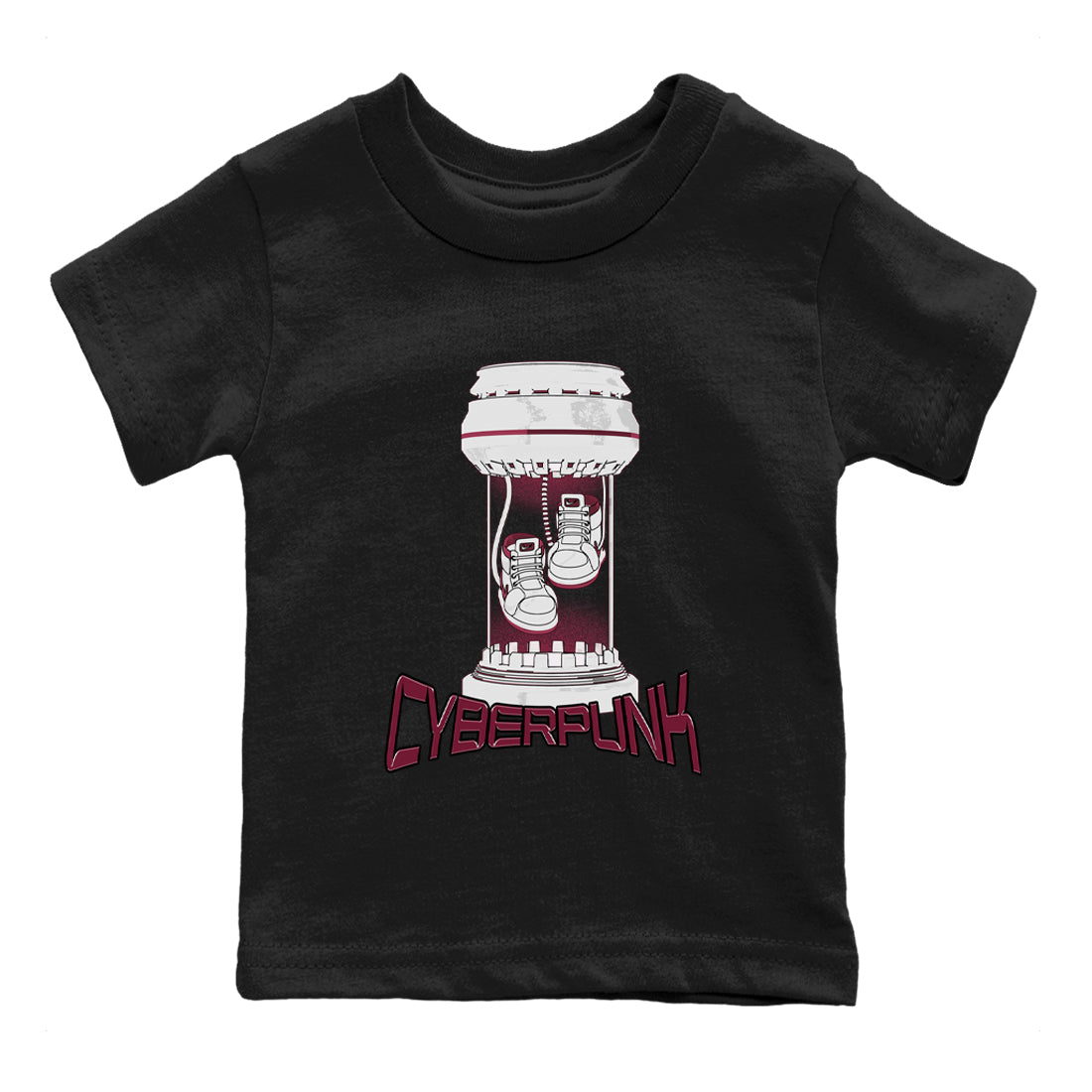 1s Metallic Burgundy shirt to match jordans Cyberpunk sneaker tees AJ1 Metallic Burgundy SNRT Sneaker Release Tees Baby Toddler Black 2 T-Shirt