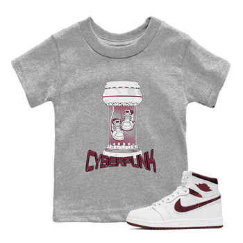 1s Metallic Burgundy shirt to match jordans Cyberpunk sneaker tees AJ1 Metallic Burgundy SNRT Sneaker Release Tees Baby Toddler Heather Grey 1 T-Shirt