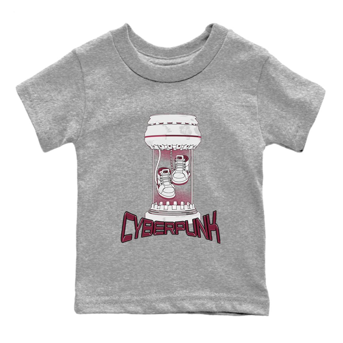 1s Metallic Burgundy shirt to match jordans Cyberpunk sneaker tees AJ1 Metallic Burgundy SNRT Sneaker Release Tees Baby Toddler Heather Grey 2 T-Shirt