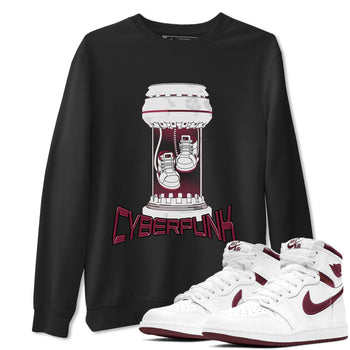 1s Metallic Burgundy shirt to match jordans Cyberpunk sneaker tees AJ1 Metallic Burgundy SNRT Sneaker Release Tees Unisex Black 1 T-Shirt