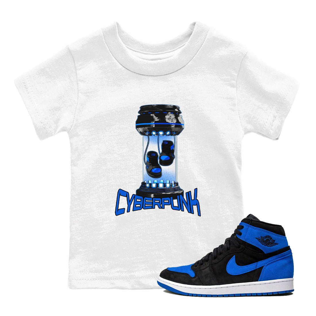 1sRoyal Reimagined shirt to match jordans Cyberpunk sneaker tees 1sRoyal Reimagined SNRT Sneaker Release Tees Baby Toddler White 1 T-Shirt