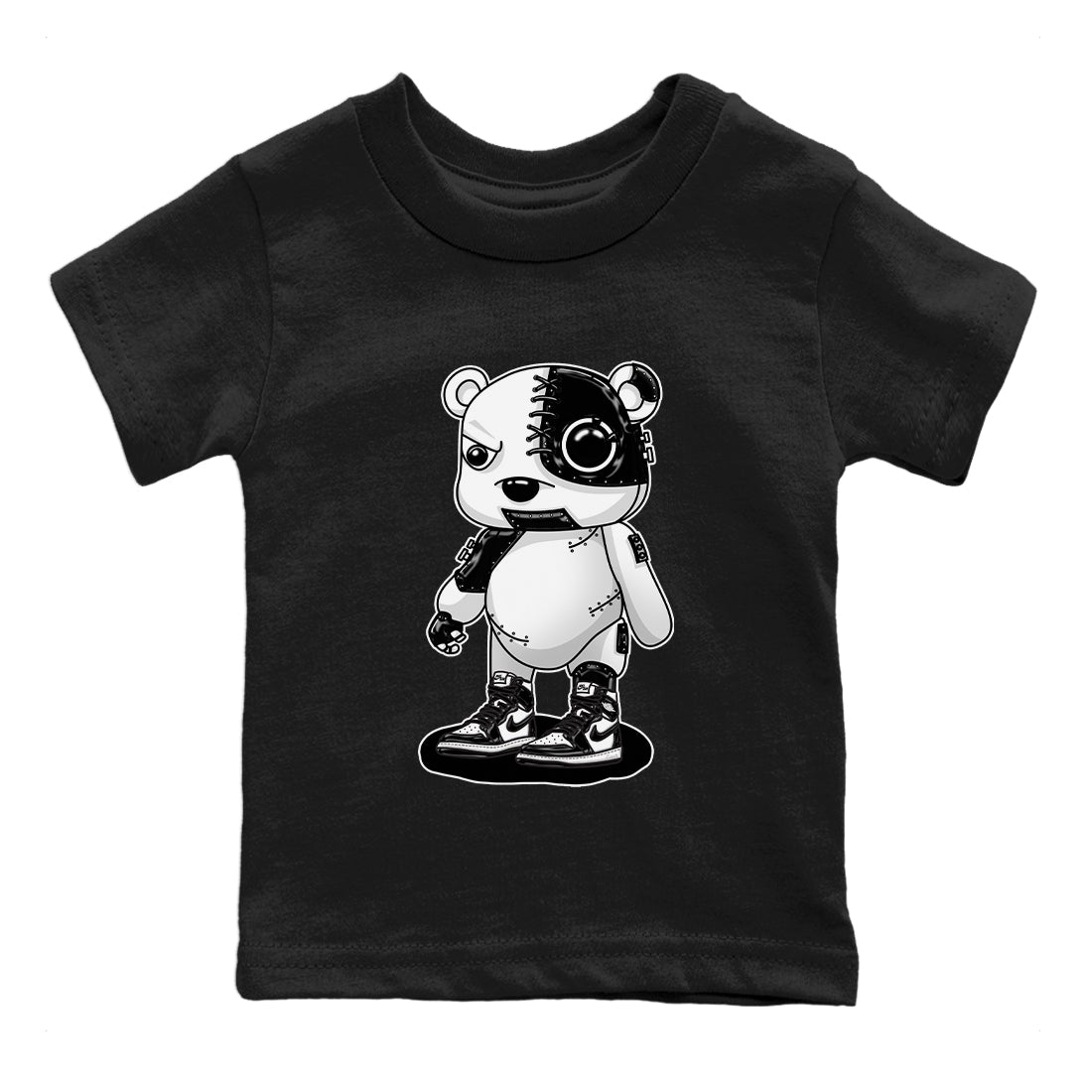 Air Jordan 1 Black White Sneaker Match Tees Cyborg Bear Sneaker Tees Air Jordan 1 Black White Sneaker Release Tees Kids Shirts