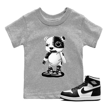 Air Jordan 1 Black White Sneaker Match Tees Cyborg Bear Sneaker Tees Air Jordan 1 Black White Sneaker Release Tees Kids Shirts