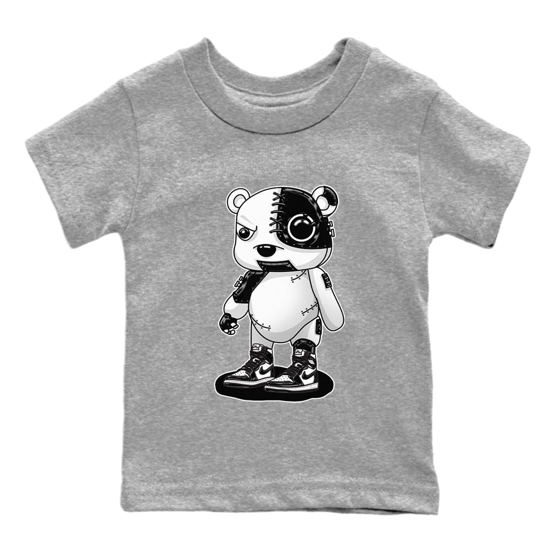 Air Jordan 1 Black White Sneaker Match Tees Cyborg Bear Sneaker Tees Air Jordan 1 Black White Sneaker Release Tees Kids Shirts