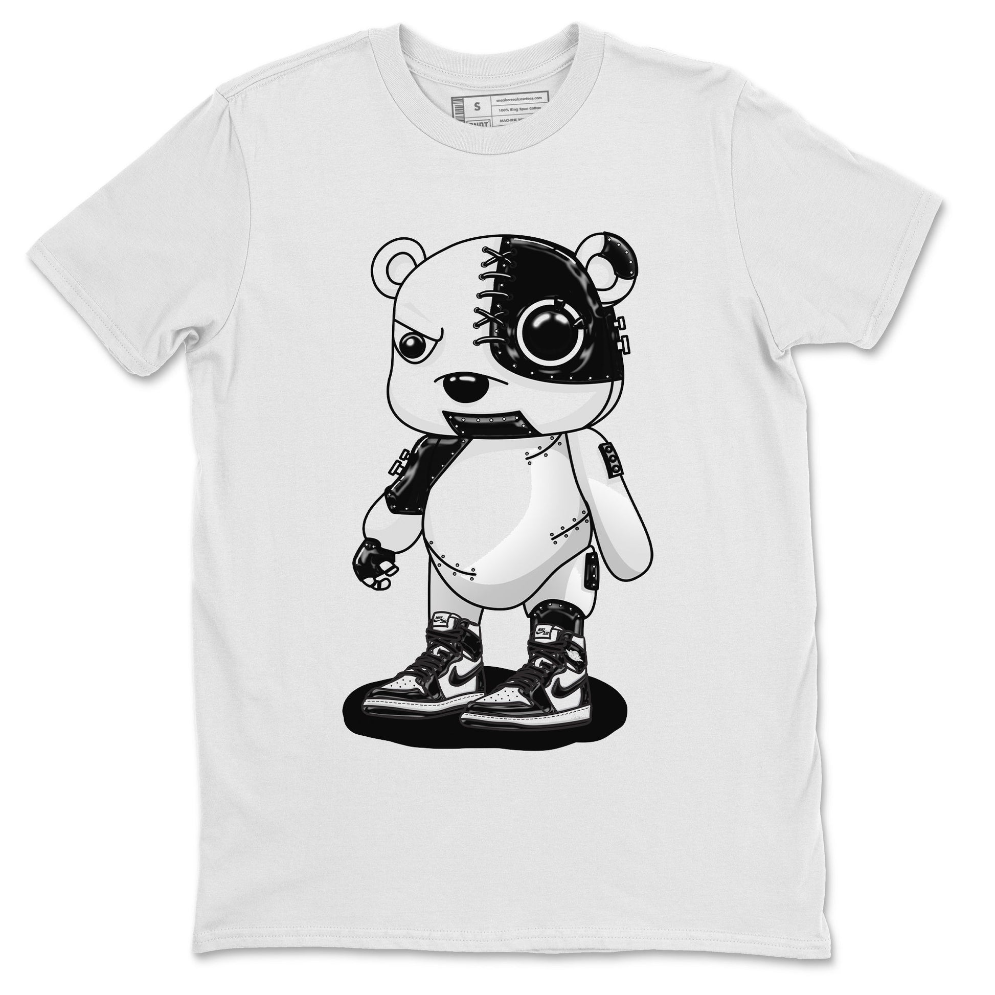 Air Jordan 1 Black White Sneaker Match Tees Cyborg Bear Sneaker Tees Air Jordan 1 Black White Sneaker Release Tees Unisex Shirts