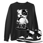 1s Black White shirt to match jordans Cyborg Bear sneaker tees Air Jordan 1 Black White SNRT Sneaker Release Tees unisex cotton Black 1 crew neck shirt