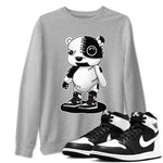 1s Black White shirt to match jordans Cyborg Bear sneaker tees Air Jordan 1 Black White SNRT Sneaker Release Tees unisex cotton Heather Grey 1 crew neck shirt