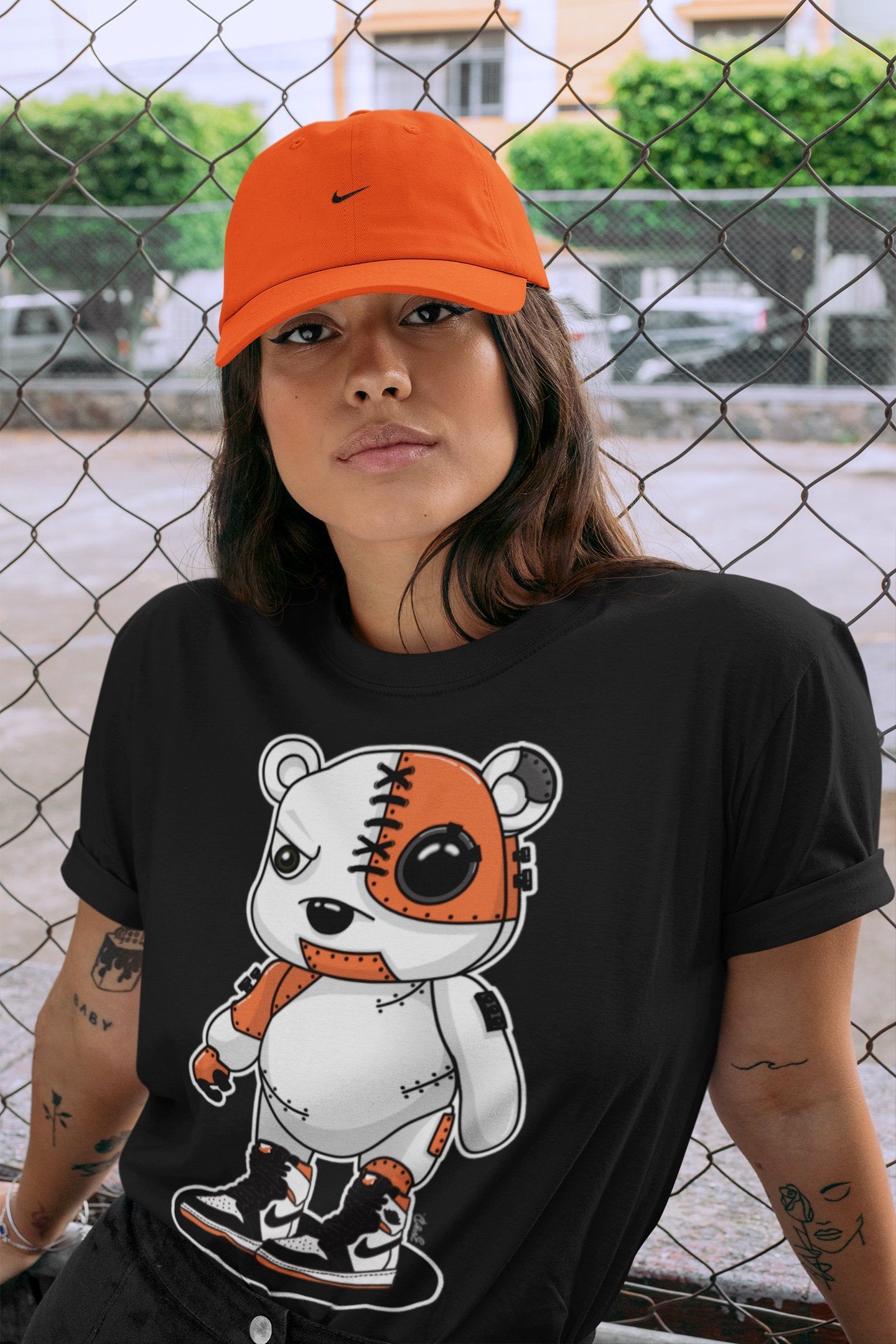 Jordan 1 Electro Orange Sneaker Match Tees Cyborg Bear Sneaker Tees Jordan 1 Electro Orange Sneaker Release Tees Unisex Shirts