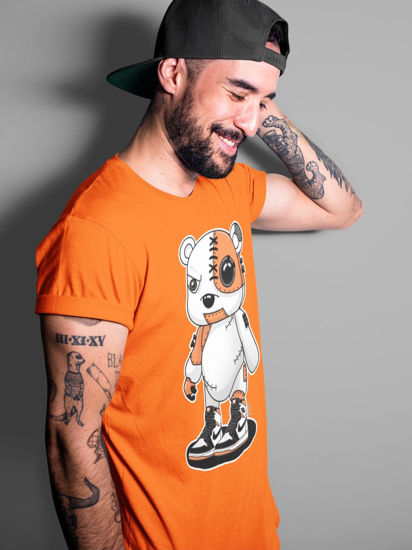 Jordan 1 Electro Orange Sneaker Match Tees Cyborg Bear Sneaker Tees Jordan 1 Electro Orange Sneaker Release Tees Unisex Shirts