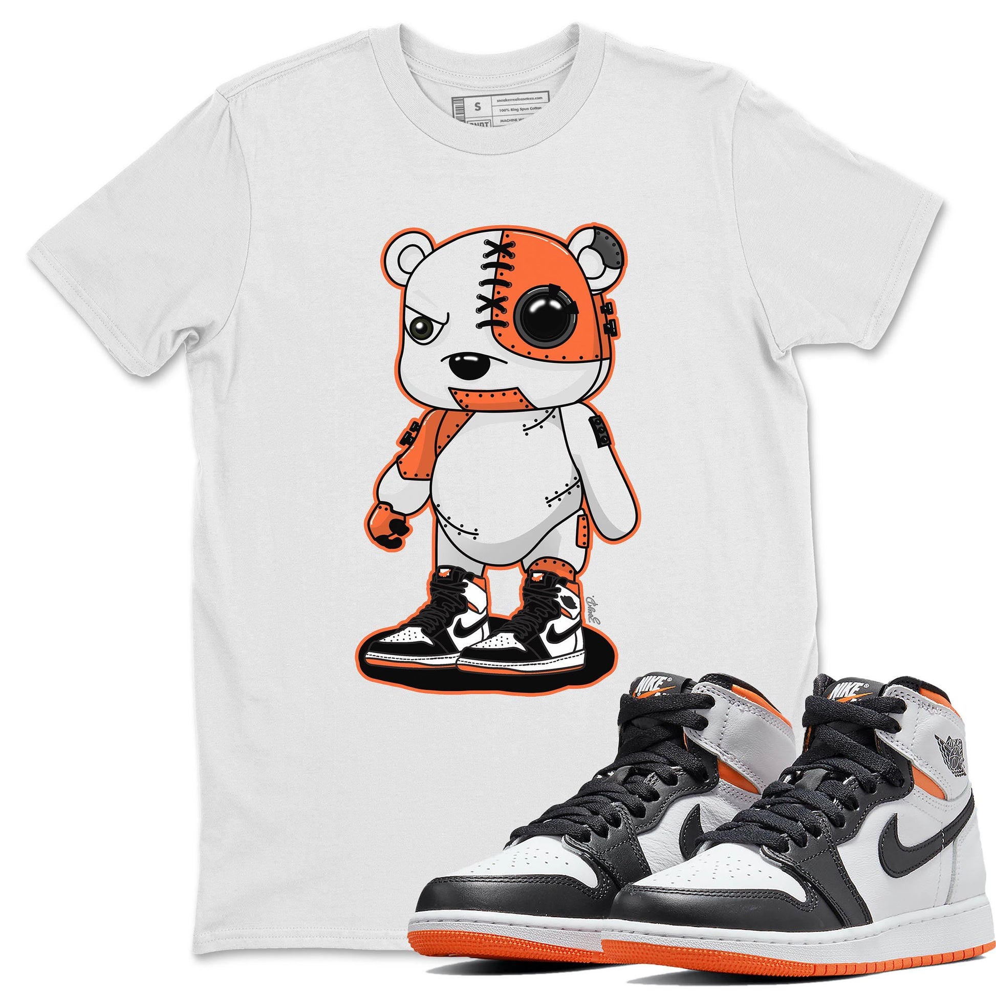 Jordan 1 Electro Orange Sneaker Match Tees Cyborg Bear Sneaker Tees Jordan 1 Electro Orange Sneaker Release Tees Unisex Shirts