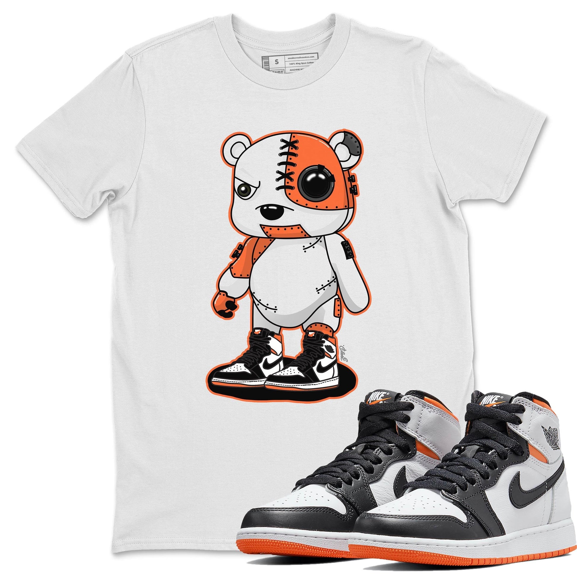 Jordan 1 Electro Orange Sneaker Match Tees Cyborg Bear Sneaker Tees Jordan 1 Electro Orange Sneaker Release Tees Unisex Shirts