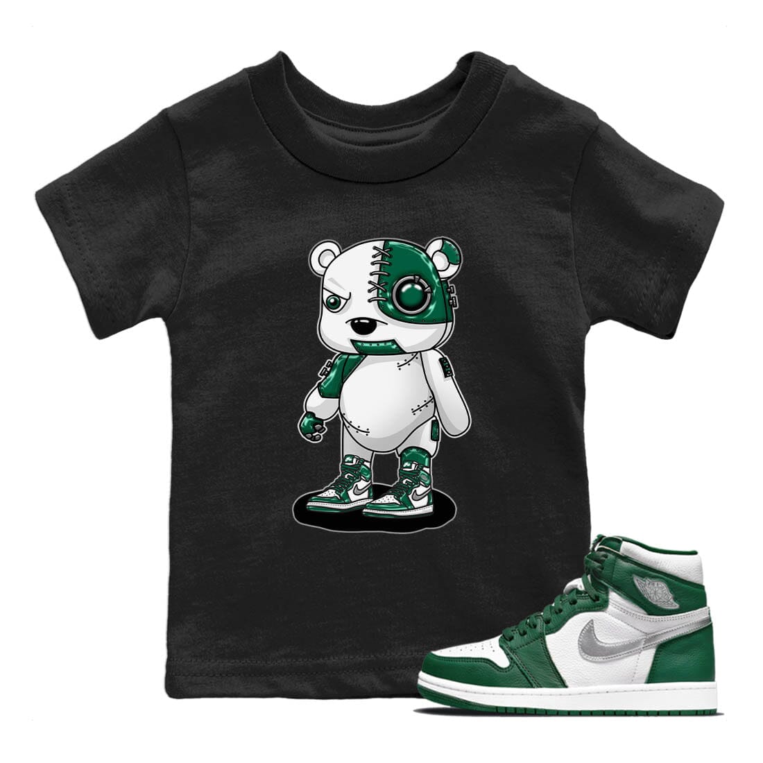 Jordan 1 Gorge Green Sneaker Match Tees Cyborg Bear Sneaker Tees Jordan 1 Gorge Green Sneaker Release Tees Kids Shirts