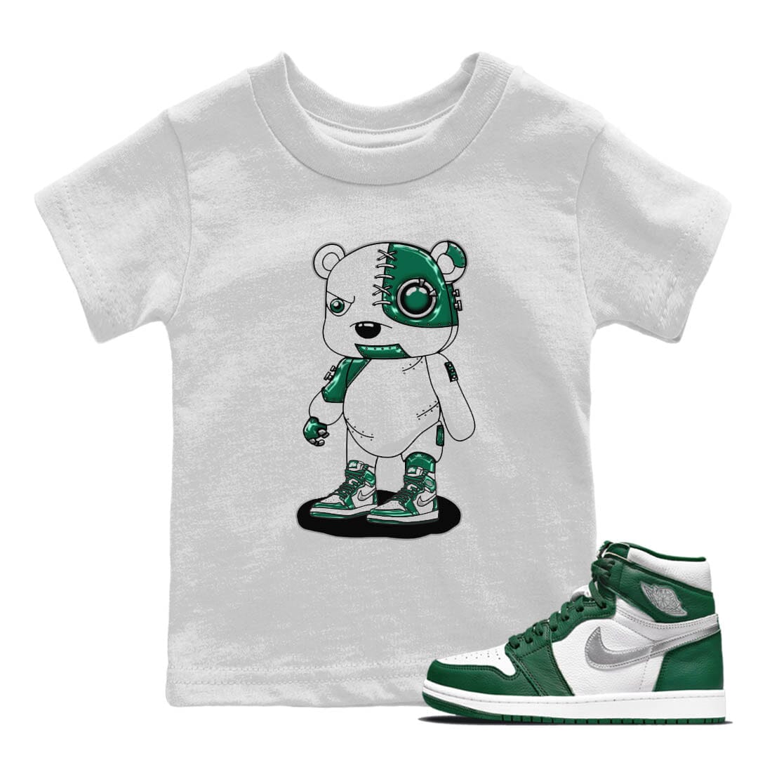 Jordan 1 Gorge Green Sneaker Match Tees Cyborg Bear Sneaker Tees Jordan 1 Gorge Green Sneaker Release Tees Kids Shirts