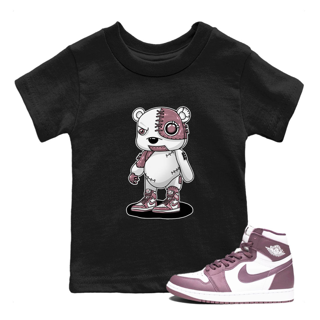 Air Jordan 1 Mauve shirt to match jordans Cyborg Bear sneaker tees AJ1 Mauve SNRT Sneaker Tees Sneaker Matching Clothing Brand Baby Toddler Black 1 T-Shirt